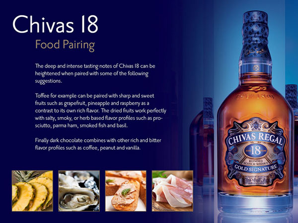 Cách thưởng thức và món ăn đi kèm rượu Chivas 18